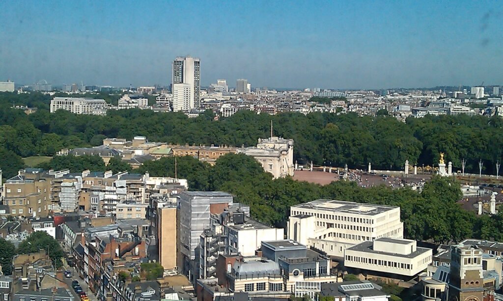 Buckingham Palace from an office block close by.